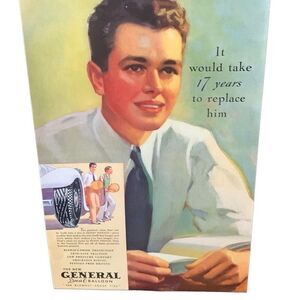 Vintage 1935 General Tires 17 Years to Replace Avon Ad Advertisement